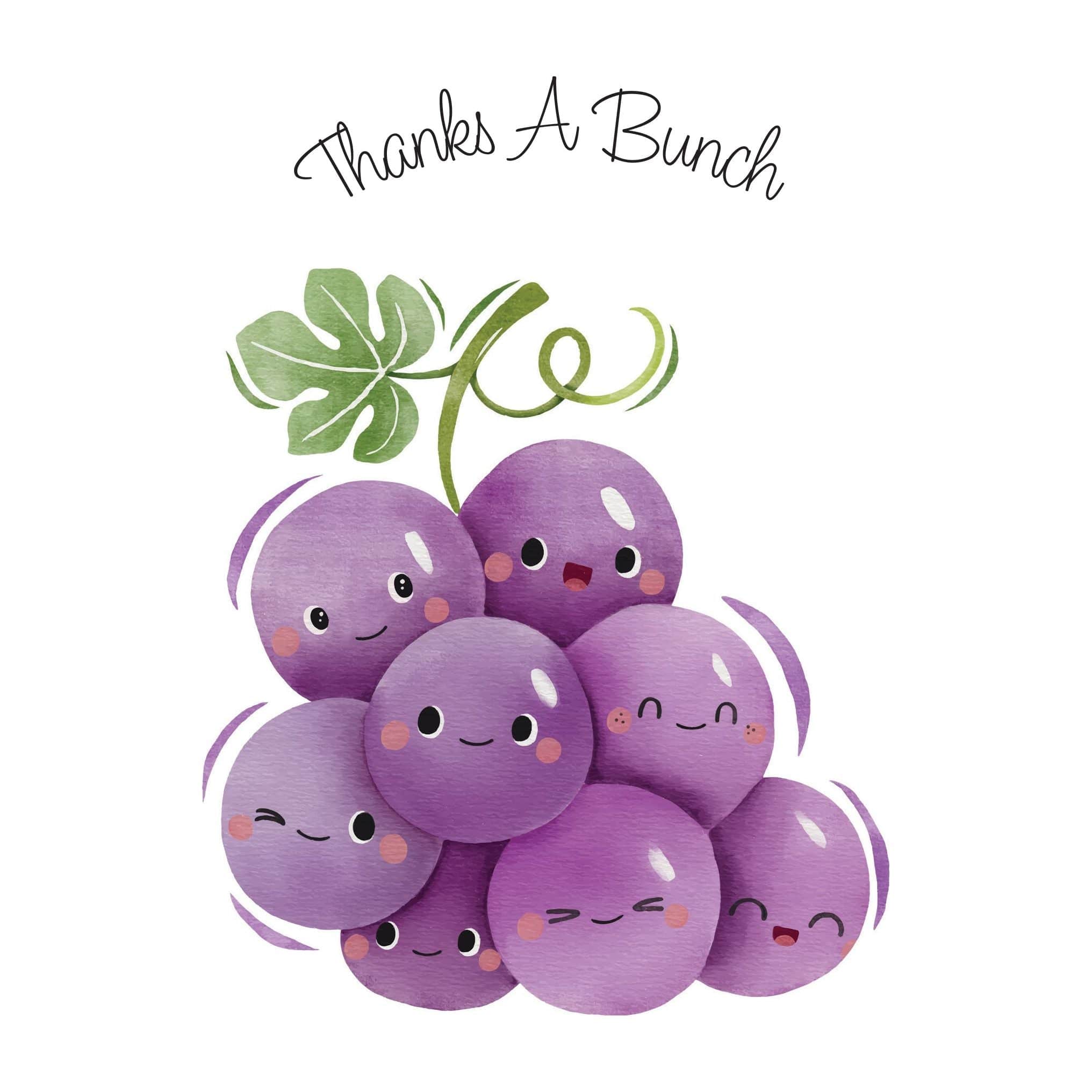 Pictura thank you card featuring a bunch of grapes, suitable for everyday occasions, with a cheerful and natural design.